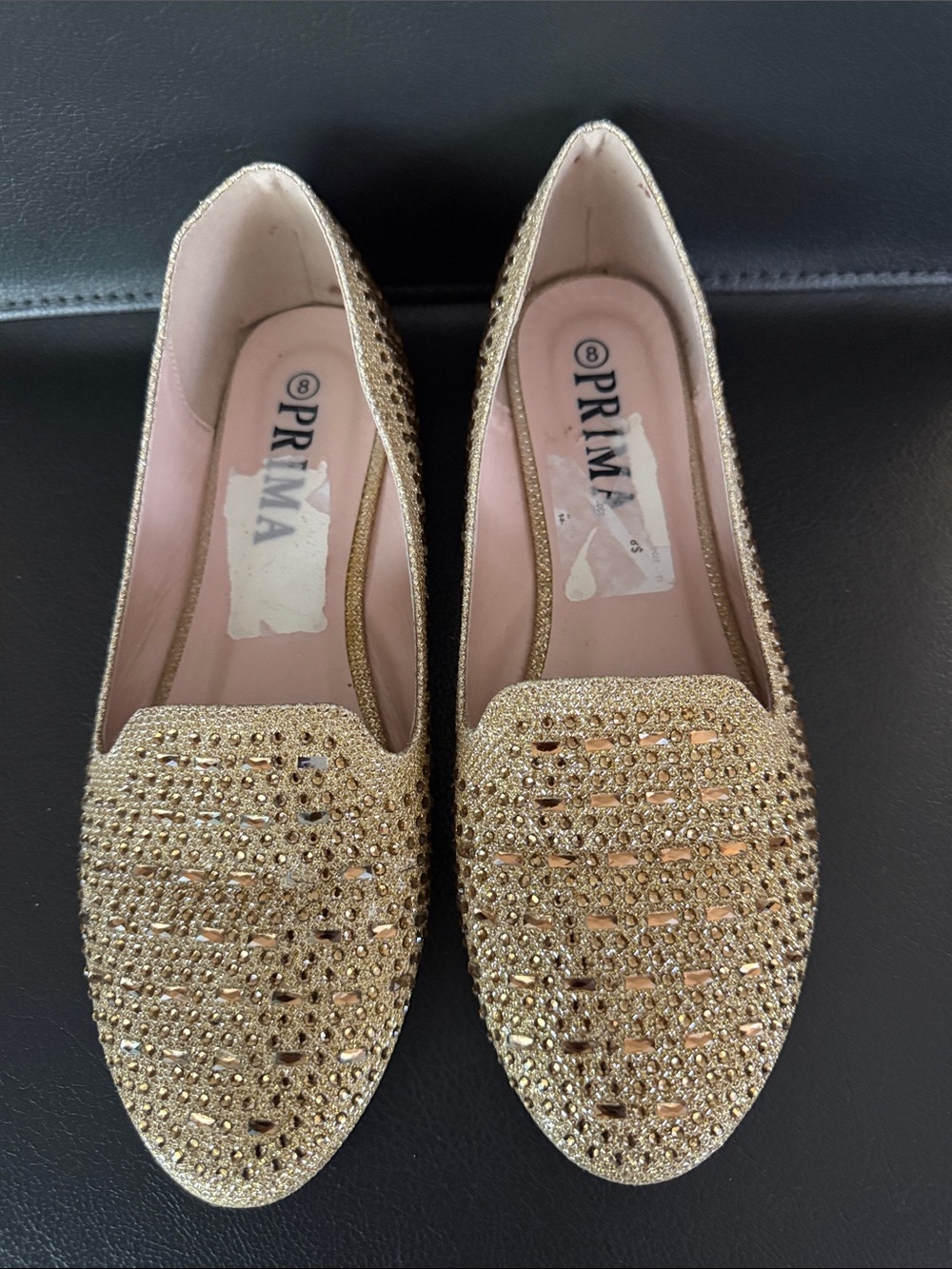 PRIMA Women's Gold Crystal Embellished Flats